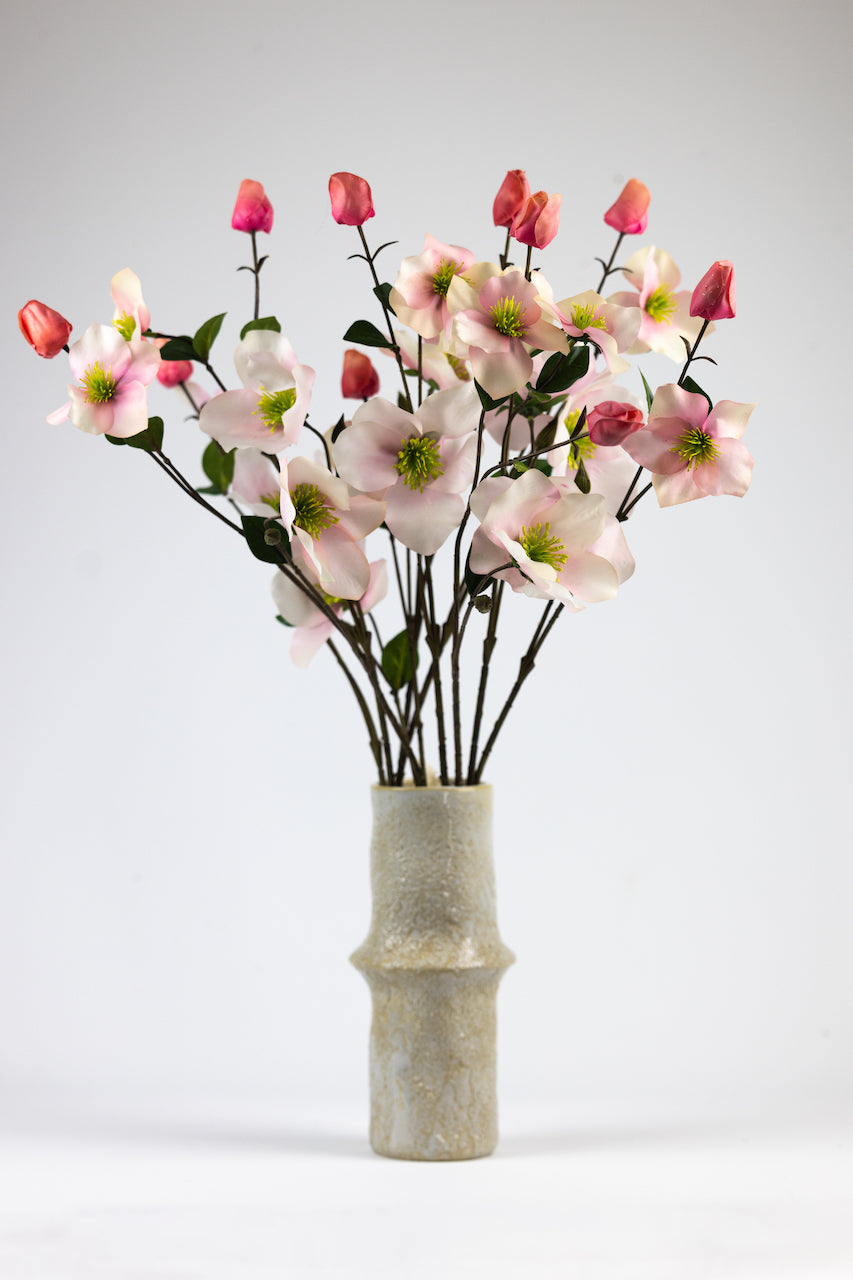 Hellébore Rose Artificiel — Real Touch & 3 Têtes