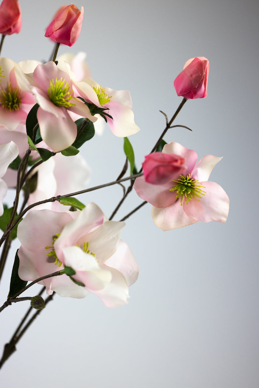 Hellébore Rose Artificiel — Real Touch & 3 Têtes