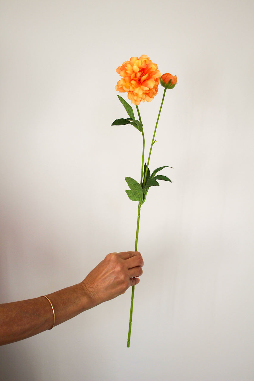 Petite Pivoine Orange Artificielle — Fleur Haute Qualité