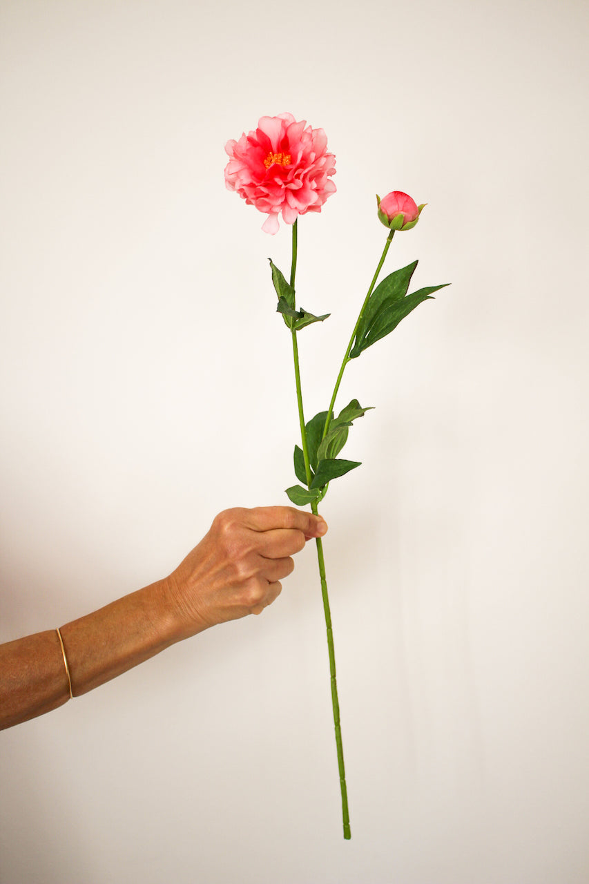 Petite Pivoine Rose Artificielle — Fleur Haute Qualité